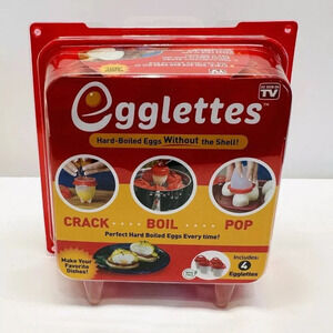 EGGLETTES Silicone Egg Cooking Cups, Pack of 4! Hard-Boiled Eggs Without Shells!
